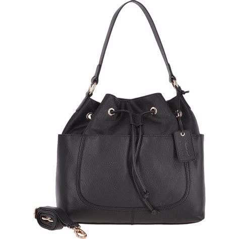 medium leather bucket bag black  handbags  leather company uk