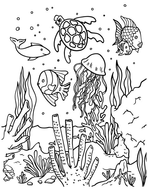 printable sea animals coloring pages jpgpdf  pg etsy canada ocean coloring pages fish