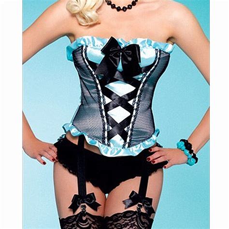 new arrival woman hot lace bustier cute bow blue corset