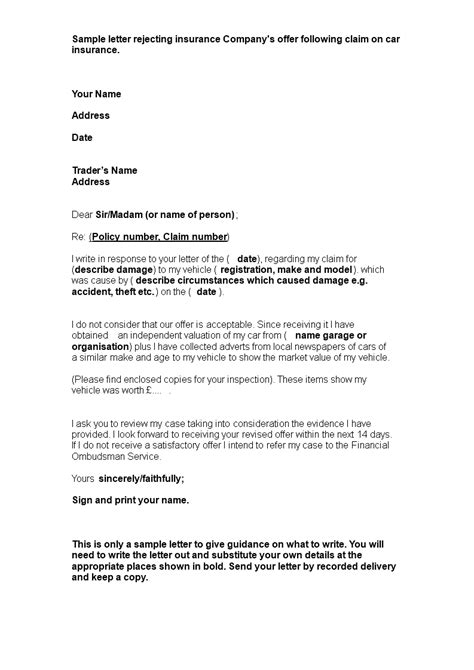 sample letter  claim  insurance    letter template
