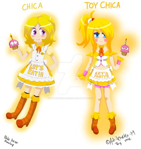 Chica And Toy Chica Fnaf Pole Bear Design By Adrikoneko