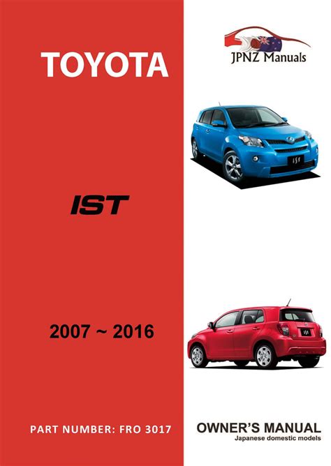 toyota ist car owners user manual  english