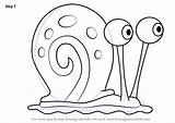 Gary Spongebob Snail Draw Drawing Squarepants Step Cartoon Tutorials Drawingtutorials101 sketch template