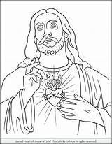 Jesus Coloring Sacred Heart Pages Drawing Catholic Thecatholickid Kids Para Printable Children Color Easter Bible Colorir Books Cross Sheets sketch template