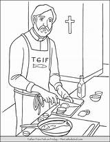 Frying Priest Quaresma Thecatholickid Lent Fries Fridays Colorironline sketch template