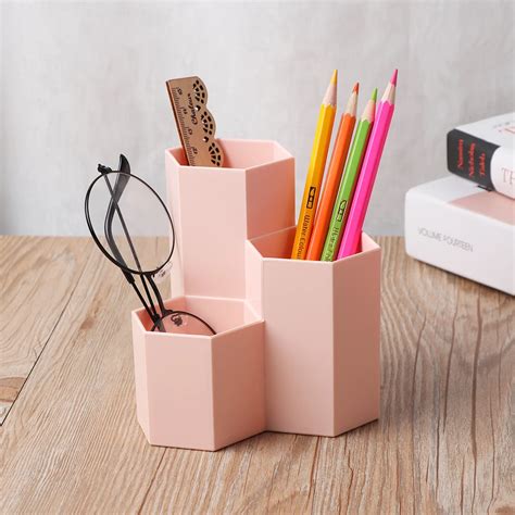 pc  holders simple high quality hexagonal pencil holder  stand school office desk