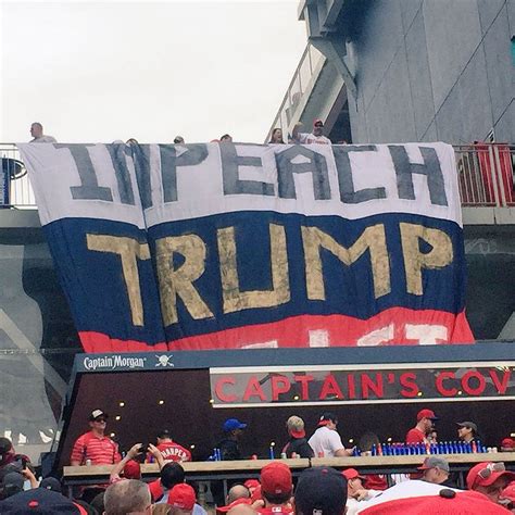 impeach trump banner hung  protesters  nationals park  opening day win