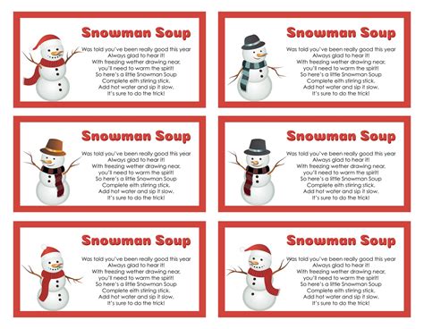 snowman soup labels printable  printable templates