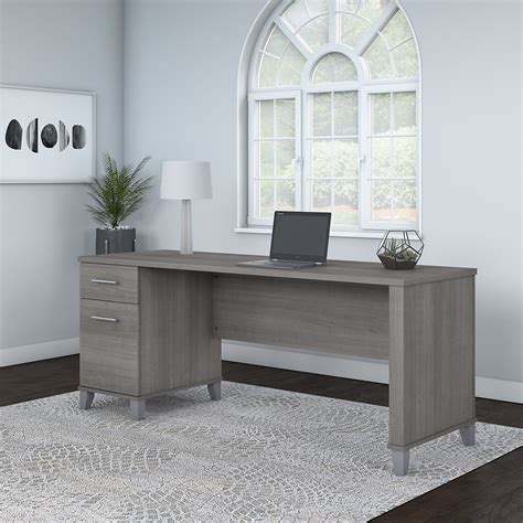 office desk  drawers  platinum gray  bush