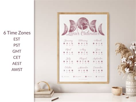 lunar calendar  printable moon phases poster planner etsy australia