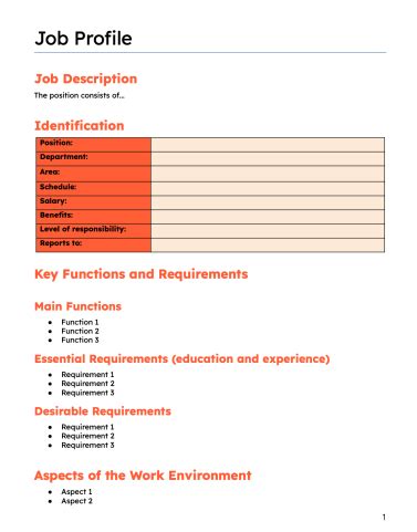 job profile template  word google docs hubspot
