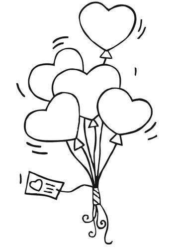 valentine balloons coloring pages