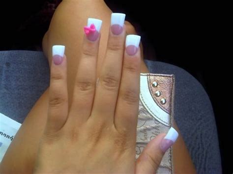 duck feet wide nails flared nails pink and white french 3d bow sweet 16 pinterest