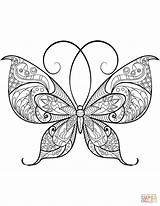 Coloring Butterfly Zentangle Pages Supercoloring Printable Drawing sketch template