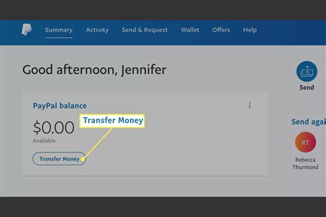 transfer money  paypal   bank account