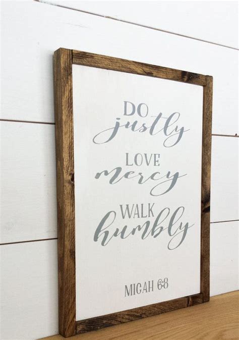 Do Justly Love Mercy Walk Humbly Framed Wood Sign Micah 6 8 Sign