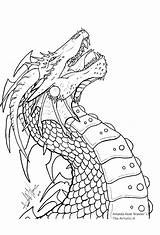 Dragon Coloring Pages Dragons Line Drawing Drawings Adults Head Color Adult Print Printable Fantasy Deviantart Kids Cute Sketch Fairy Book sketch template