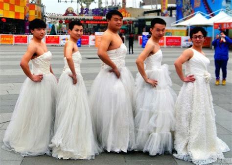 Men Dressed In Wedding Gowns