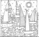 Mandalas Rug Karla Hooking Zomer Bordar Embroidery Sailboats Mandala Relax Libros Barcos Kleurplaten Kleurplaat Primitivo Diseños Imágenes Moeilijke Zentangle Vela sketch template