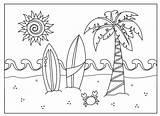 Summer Coloring Pages Holiday Beach Printable Color Kids Scene Creations Crafts sketch template