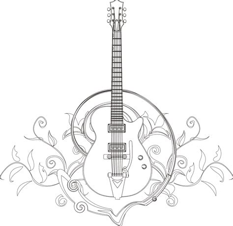guitar coloring pages acoustic printable outline drawing kids guitars