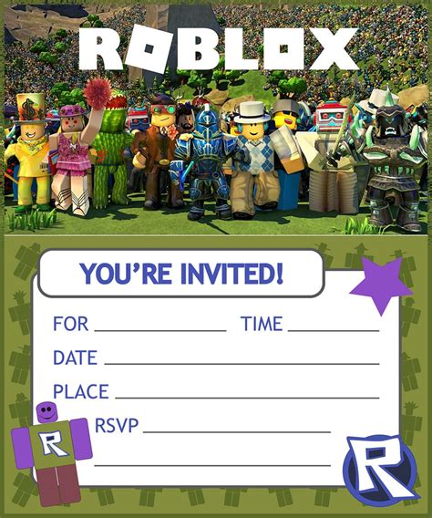 roblox birthday card roblox party invitation printable roblox etsy