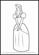Cinderella Anastasia Draw Drawing Step Disney Drizella Cartoon Tutorials Princess Characters Lessons Tutorial Anatasia Movies sketch template