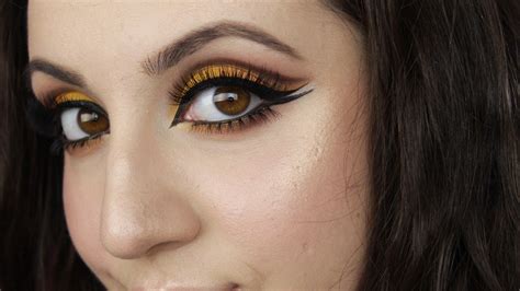 dramatic yellow cut crease makeup tutorial   create  cut crease