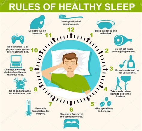 sleep infographic rules healthy sleep vector infographics illustration  tips stock