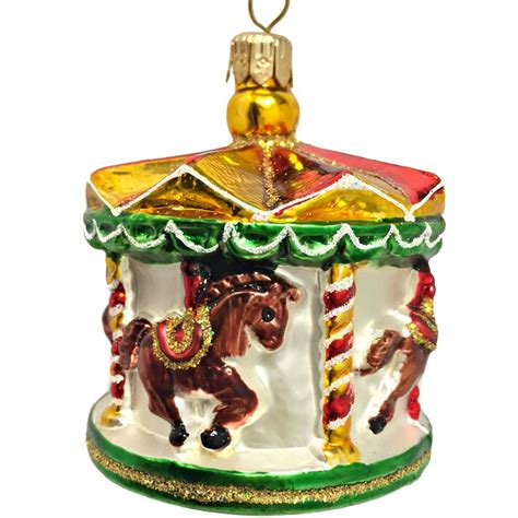 Merry Go Round Carousel Polish Blown Glass Christmas Tree Ornament