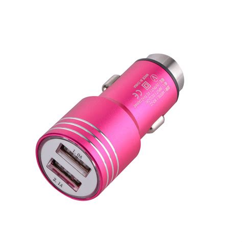universal dual usb ports car charger adapter   neon pink