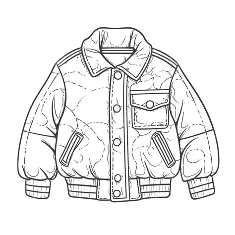 coloring page   bomber jacket outline sketch drawing vector