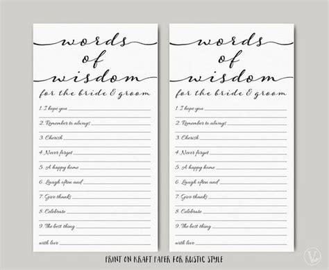 printable wedding advice cards printable blank world