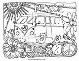 Coloring Van Vw Pages Adult Volkswagen Hippie Vans Colouring Bus Printable Whimsical Drawing Instant Books Kids Etsy Adults Sheets Colour sketch template