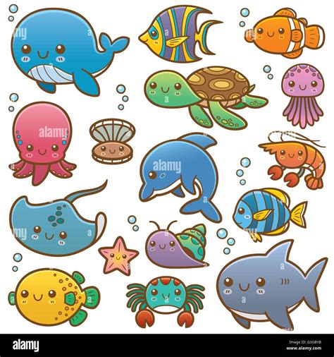 vector illustration  sea animals cartoon stock vector image art alamy