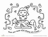 Coloring Pages Washing Hand Hygiene Bacteria Drawing Printable Personal Hands Wash Germs Getdrawings Worksheets Coloriage Kids Friends Bath Darkrai Henry sketch template