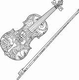 Ornamental Fiddlestick Violin Isolated Coloring sketch template