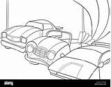 Cartoon Cars Garage Stock Race Alamy Childrens Coloring Boys Illustration Vector Book sketch template
