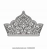 Crown Coloring Vector Lace Pattern Illustration Shutterstock Drawing Stock Print Preview sketch template