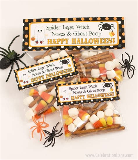 halloween treat bag tags  printables   sizes halloween