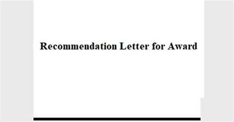 recommendation letter  award assignment point
