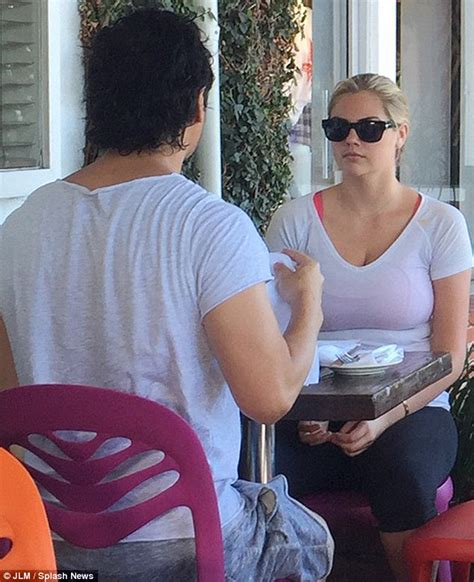 Kate Upton Wears Tight White T Shirt As She Meets Friend For Lunch