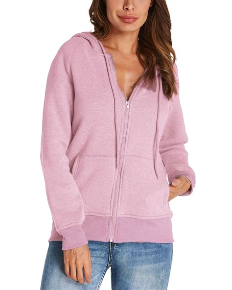 warm solid color hoodies sweatshirt women casual loose long sleeve hooded sweatshirt zipper