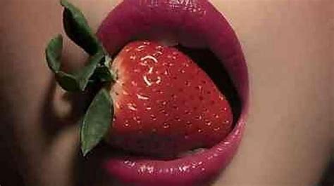 strawberry lips hd wallpaper 32956 strawberry lip biting kissable lips