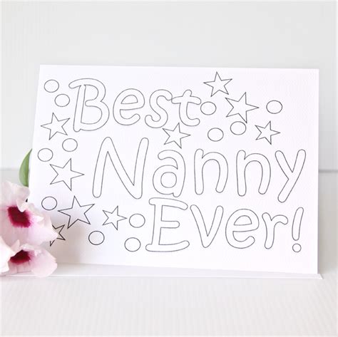 colour  nanny card   colouring  birthday mothers day