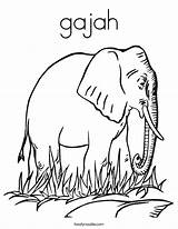 Gajah Elephant Mewarnai Lembar Belalai Menulis Huruf sketch template