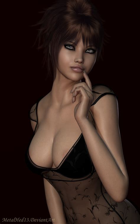 wallpaper long hair 3d render black hair mouth boobs person supermodel nude girl