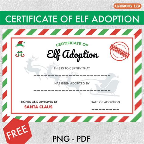 elf adoption certificate  printable karimoos