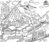 Coloring Pages Train Thomas Helicopter Rescue Station Kids Worksheets Printable Engine Activities Tank Friends Drawing Annie Clarabel Colouring Fire Harold sketch template