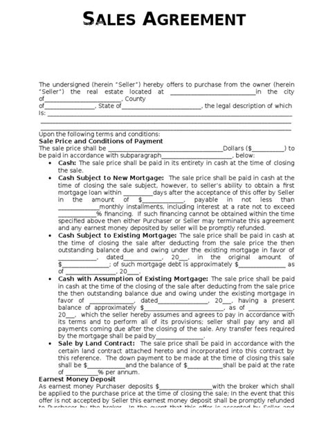 property sales agreement template mortgage loan taxes